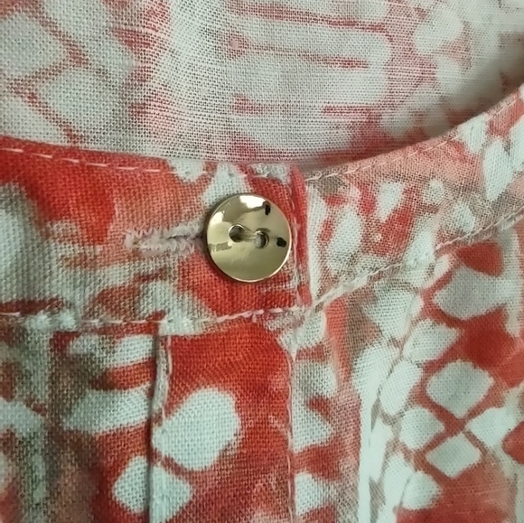 JM Collection Size L Women's Button-up Linen/Rayon blend Hi-Low Top Shirt Blouse - Picture 4 of 10